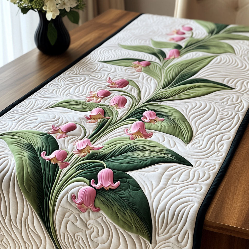 Pink Lily Beauty Quilted Table Runner Dining Decor Gifts For The Flower Lover