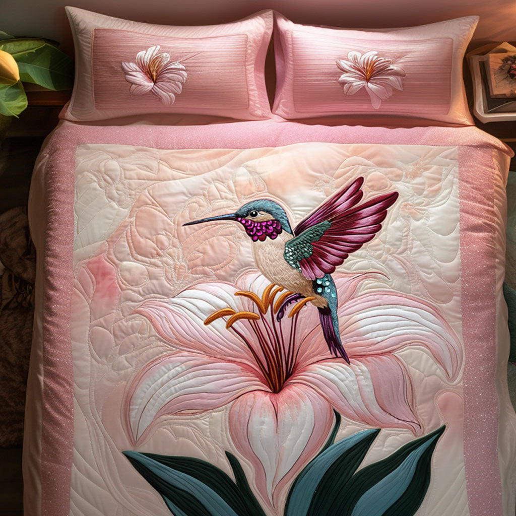 Pink Lily Dance Quilted Bedding Set Thoughtful Bedding Gift for Cozy Winter Nights
