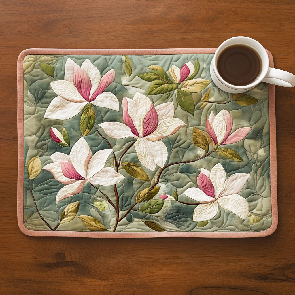 Pink Magnolia Charm Quilted Placemat Modern Holiday Decor Sunflower Throws