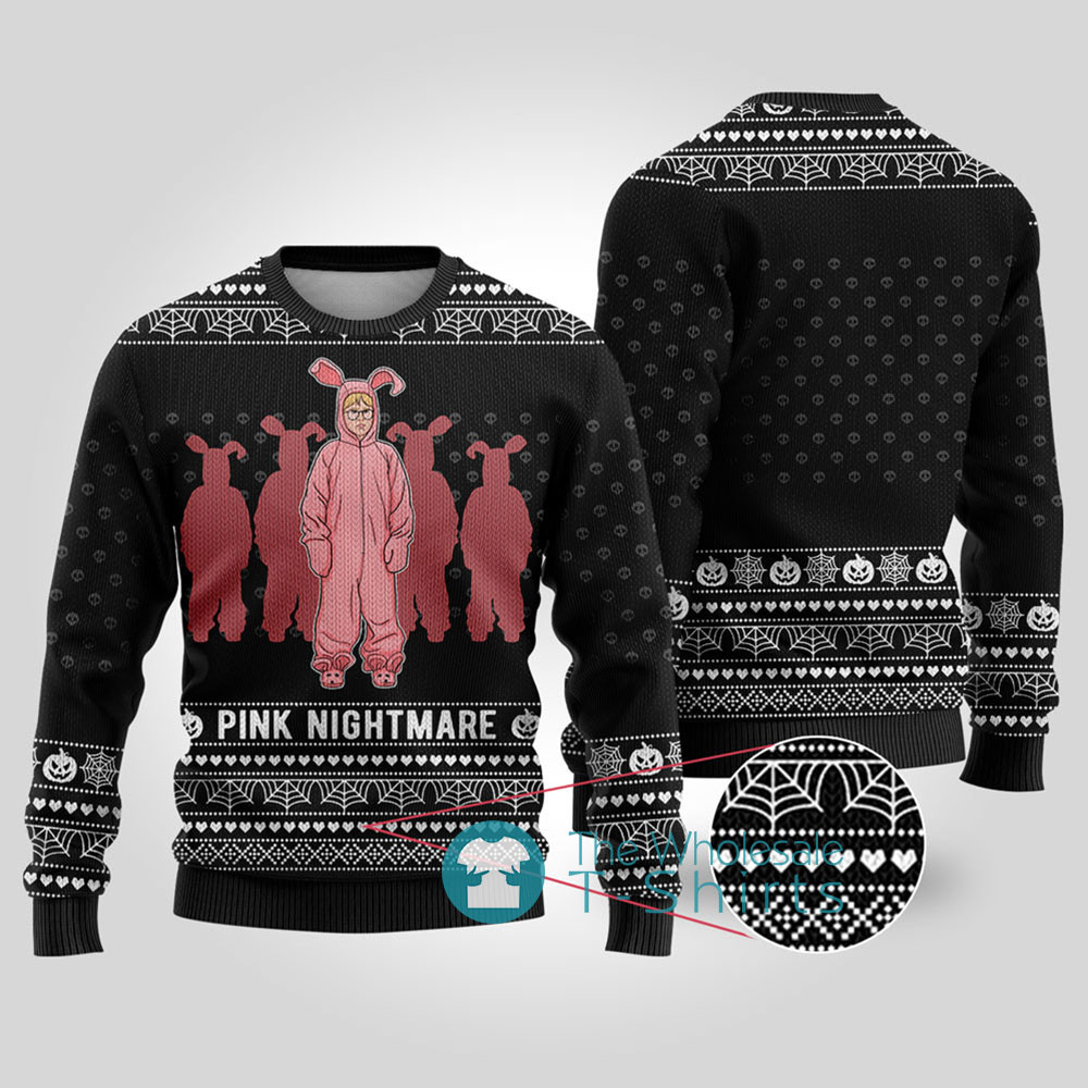 Pink Nightmare A Christmas Story Sweater Black Cute Holiday Sweatshirt to Spread Joy