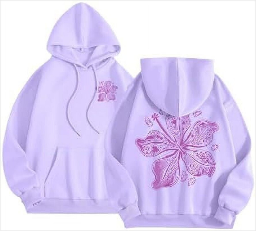 Pink Palm Puff Hoodie Cozy Women S Pullover With Palm Print Gifts For Besties Merch Apparel