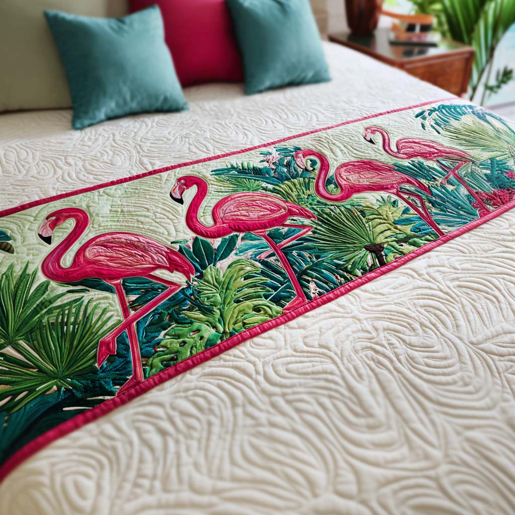 Pink Parade Quilted Bed Runner Bed Decor Ideas Flamingo Themed Birthday Gifts