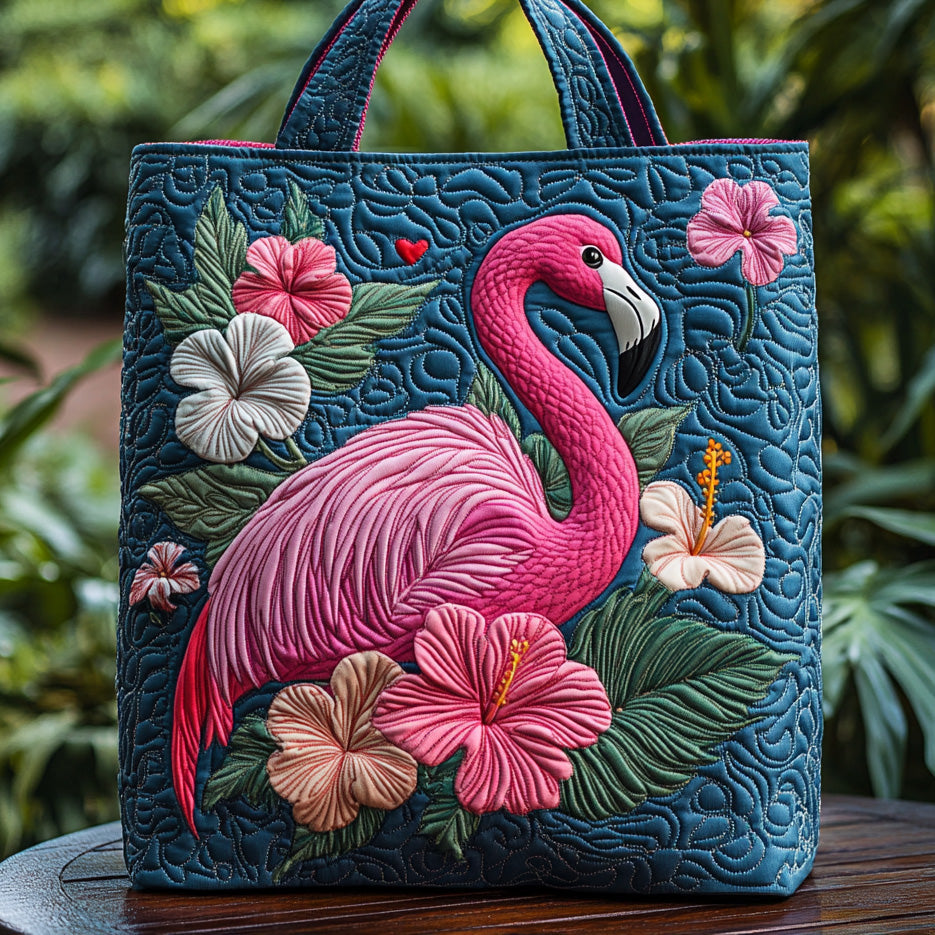 Pink Parade Quilted Tote Bag Cool Flamingo Gifts