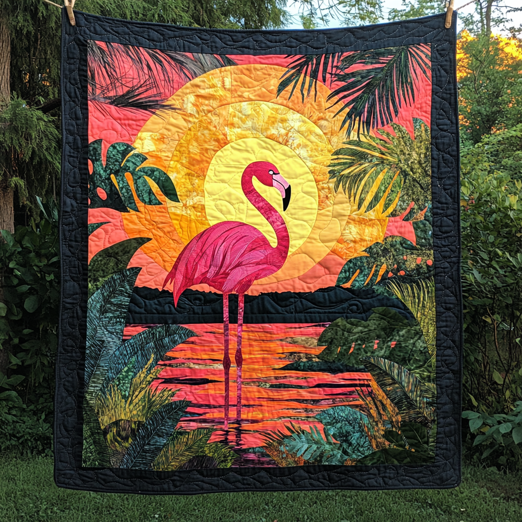 Pink Paradise Quilted Blanket Flamingo Gifts For Her