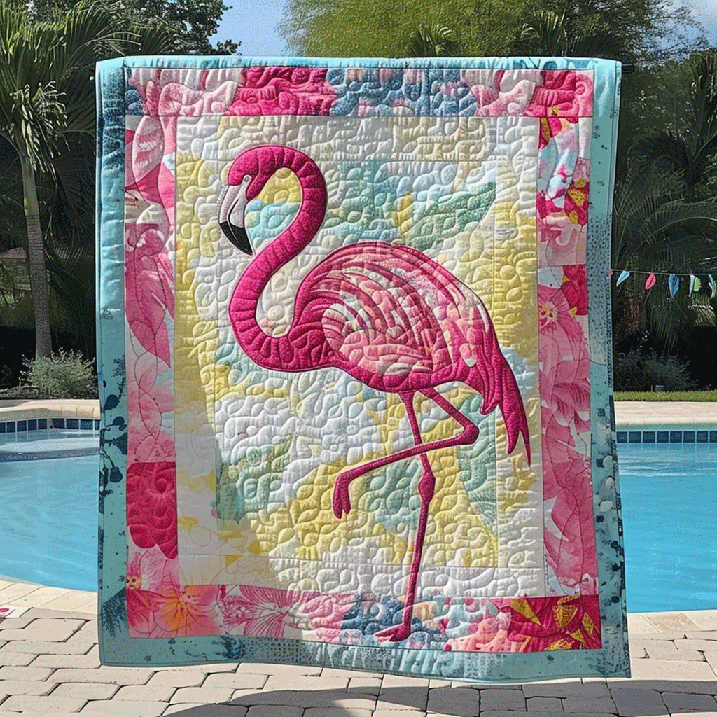 Pink Paradise Quilted Blanket Flamingo Gifts For Her