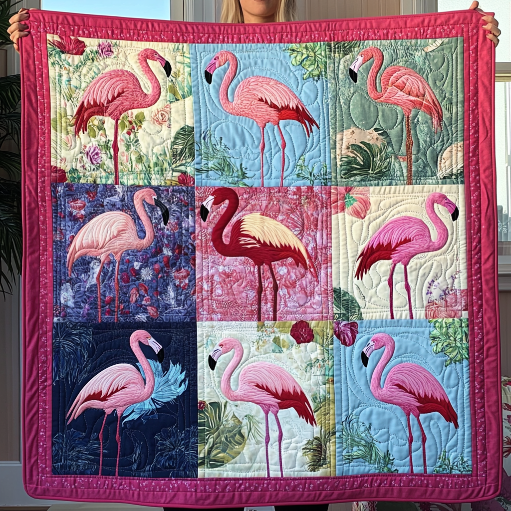 Pink Paradise Quilted Blanket Flamingo Gifts For Ladies
