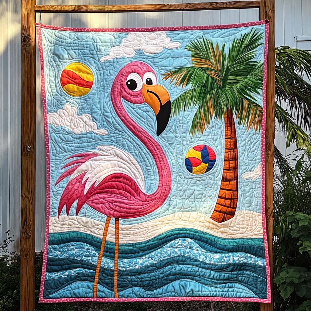 Pink Plumes Quilted Blanket Flamingo Gifts For Her
