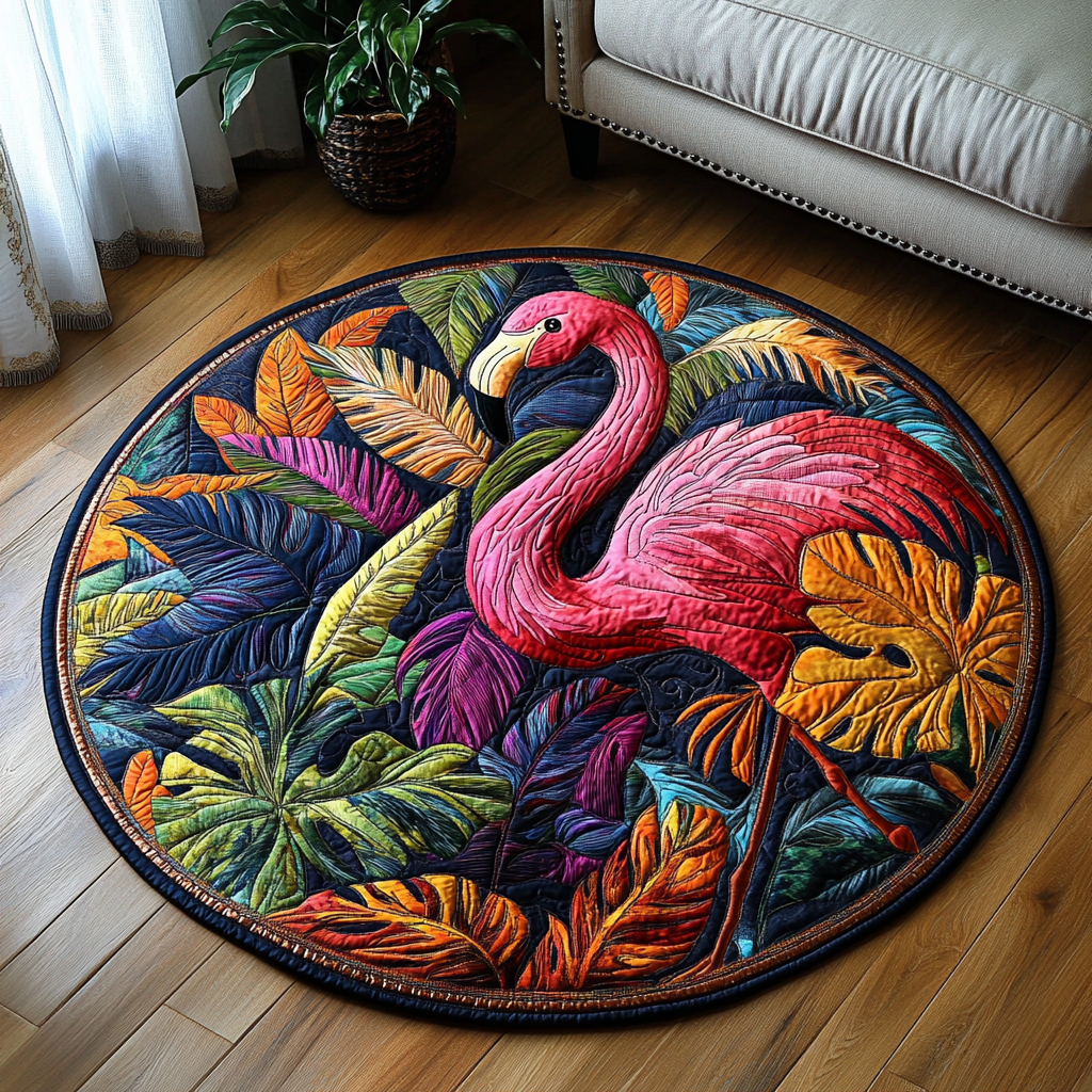 Pink Quilted Round Mat Door Entrance Decor Christmas Gifts For Flower Lovers