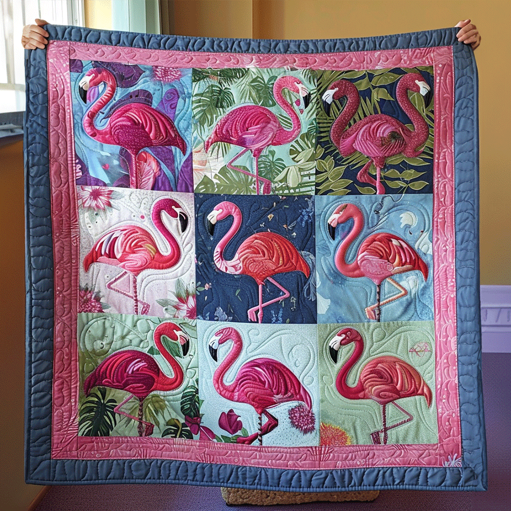 Pink Serenity Quilted Blanket Gifts For Flamingo Lovers