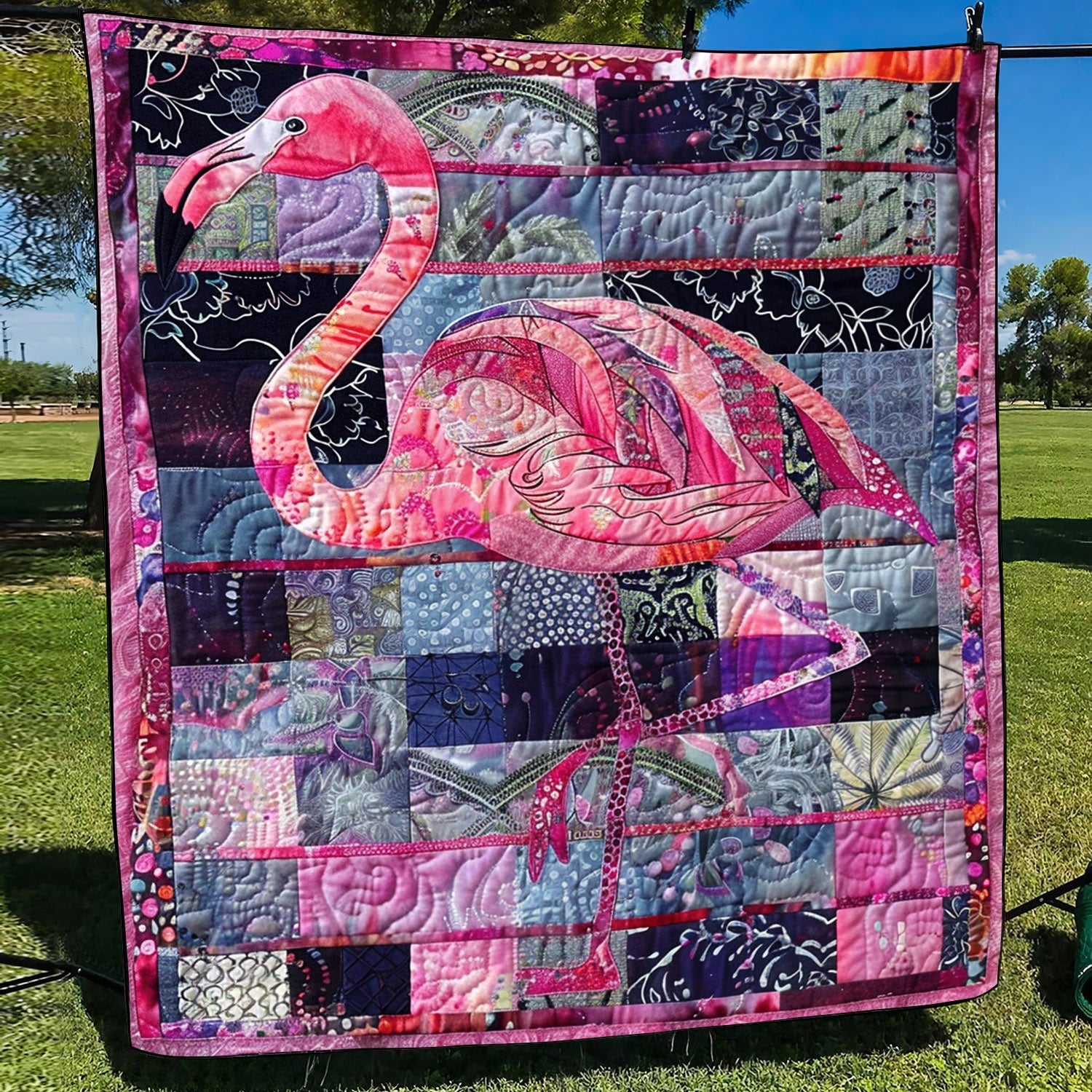 Pink Tropical Haven Quilted Blanket Flamingo Gifts For Her