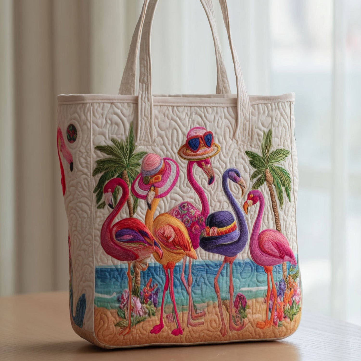 Pink Wink Quilted Tote Bag Flamingo Novelty Gifts