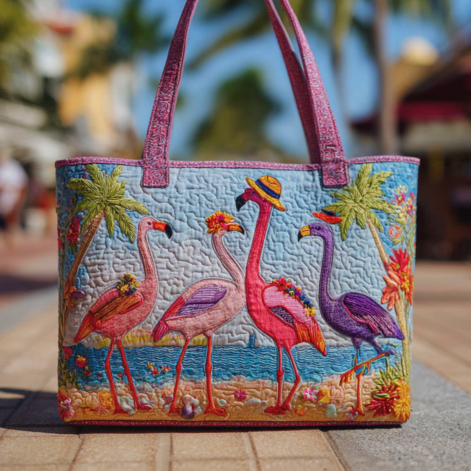 Pinkie Promise Quilted Tote Bag Gifts With Flamingos On Them