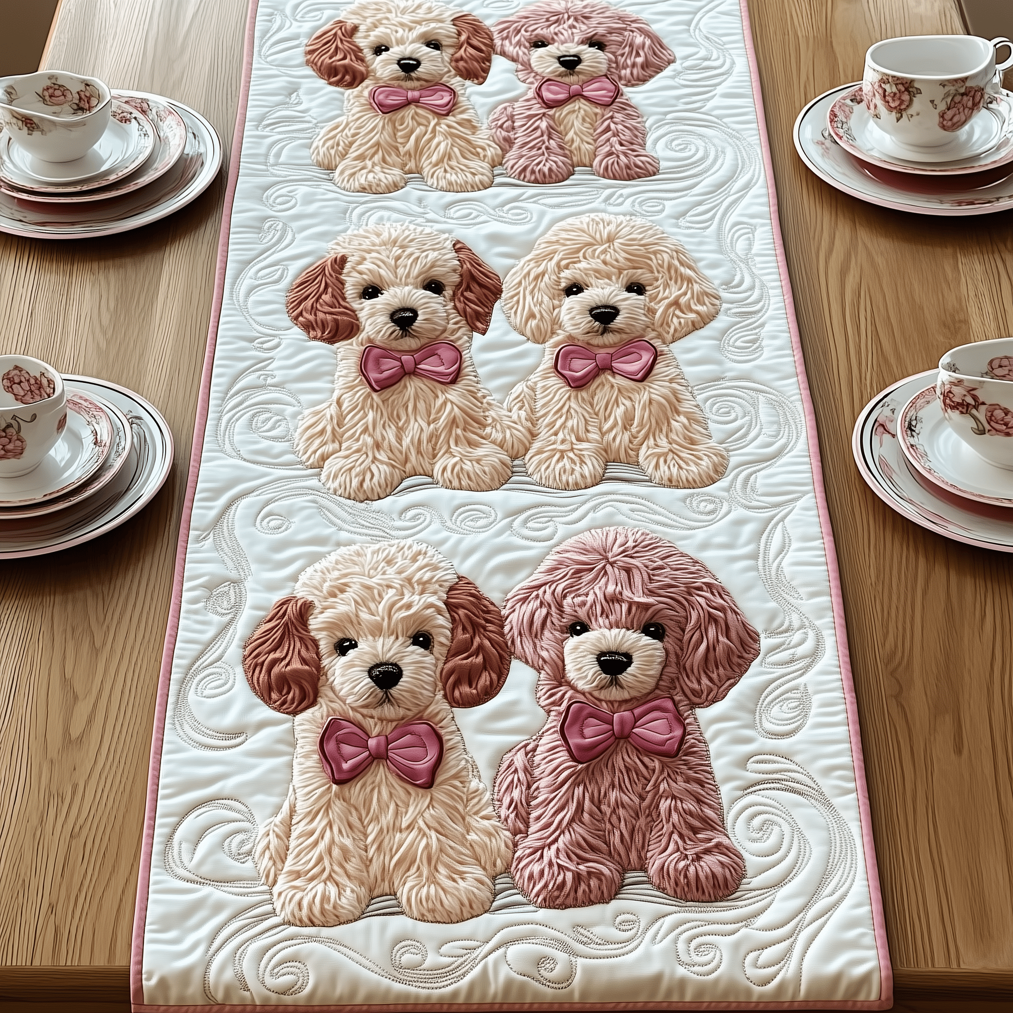 Pinky Adorable Poodle Quilted Table RunnerPoodle Gifts For Dog Lovers For Her Christmas Holiday