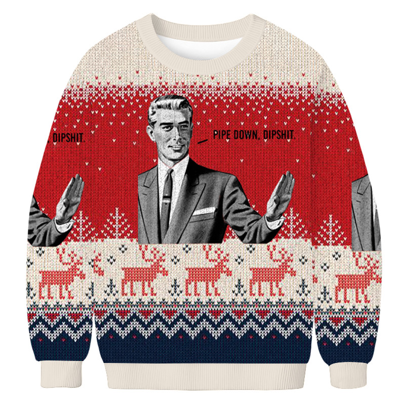 Pipe Down Dipshit Christmas Ugly Sweater Holiday Clothing Gifts For Dad