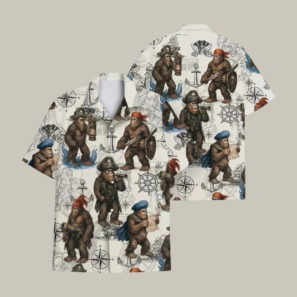 Pirate Bigfoot Hawaiian Shirt Funny Sasquatch Aloha Shirt Great Gift For Summer Lovers