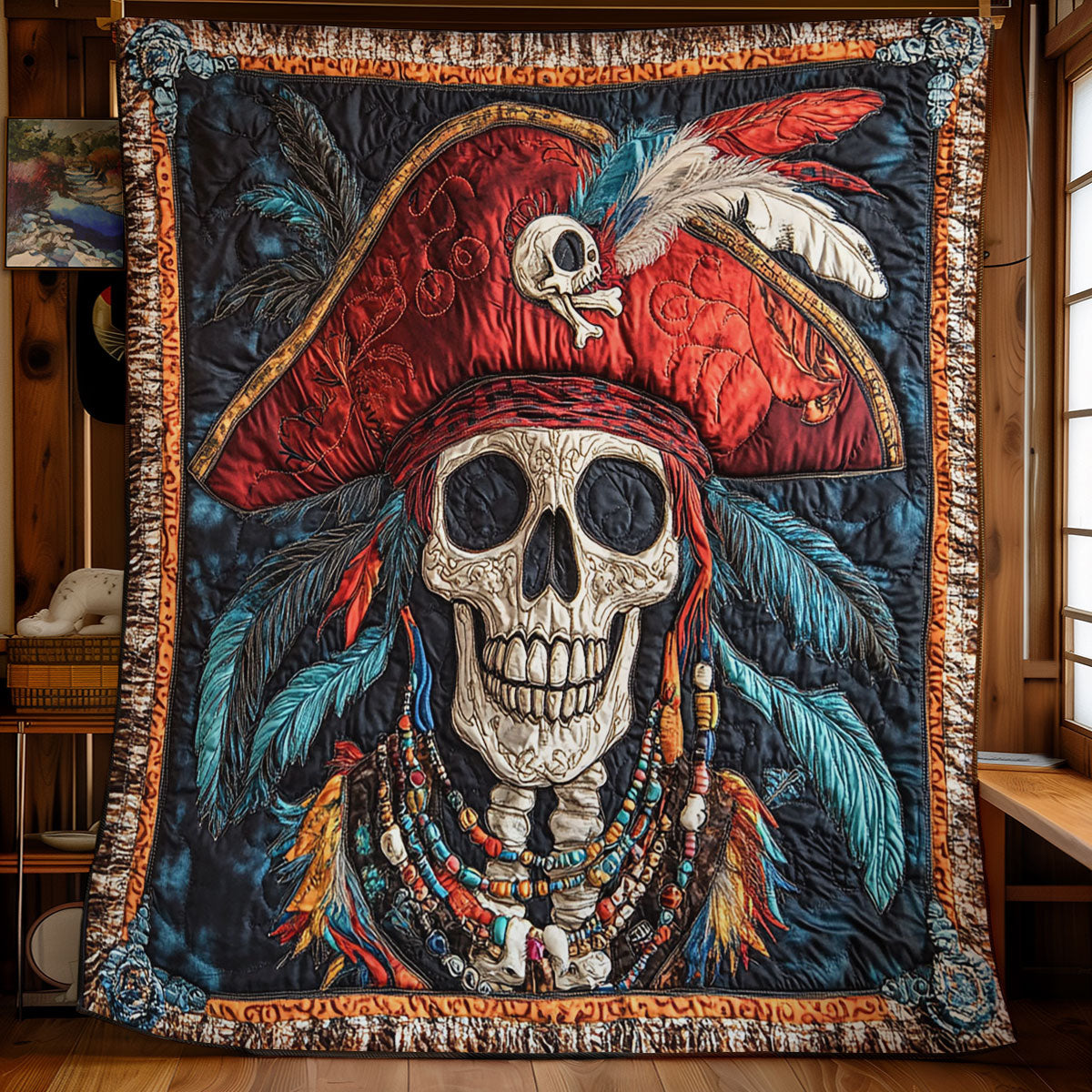 Pirate Skeleton Quilt Elegant Quilt Blanket for Relaxing Evenings