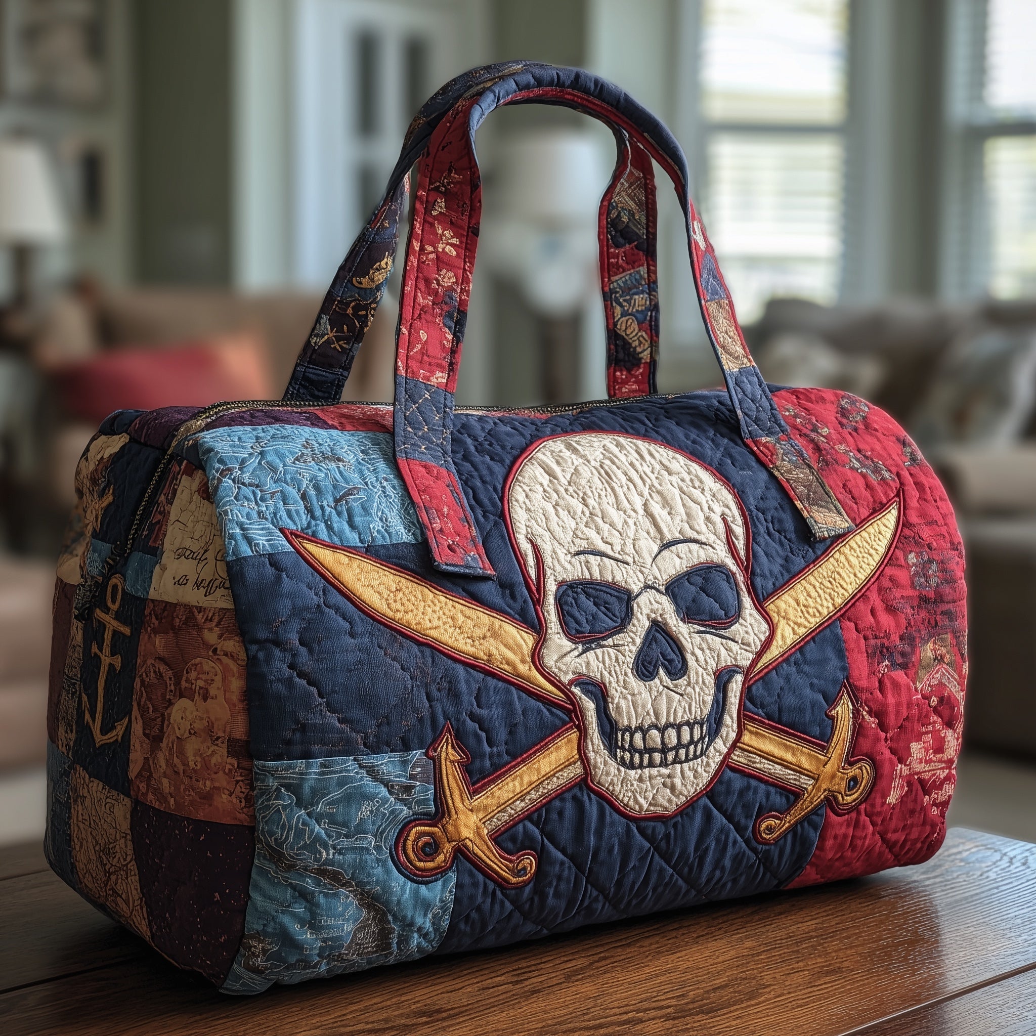 Pirate Skull Quilted Duffle Bag New Year Gift Idea