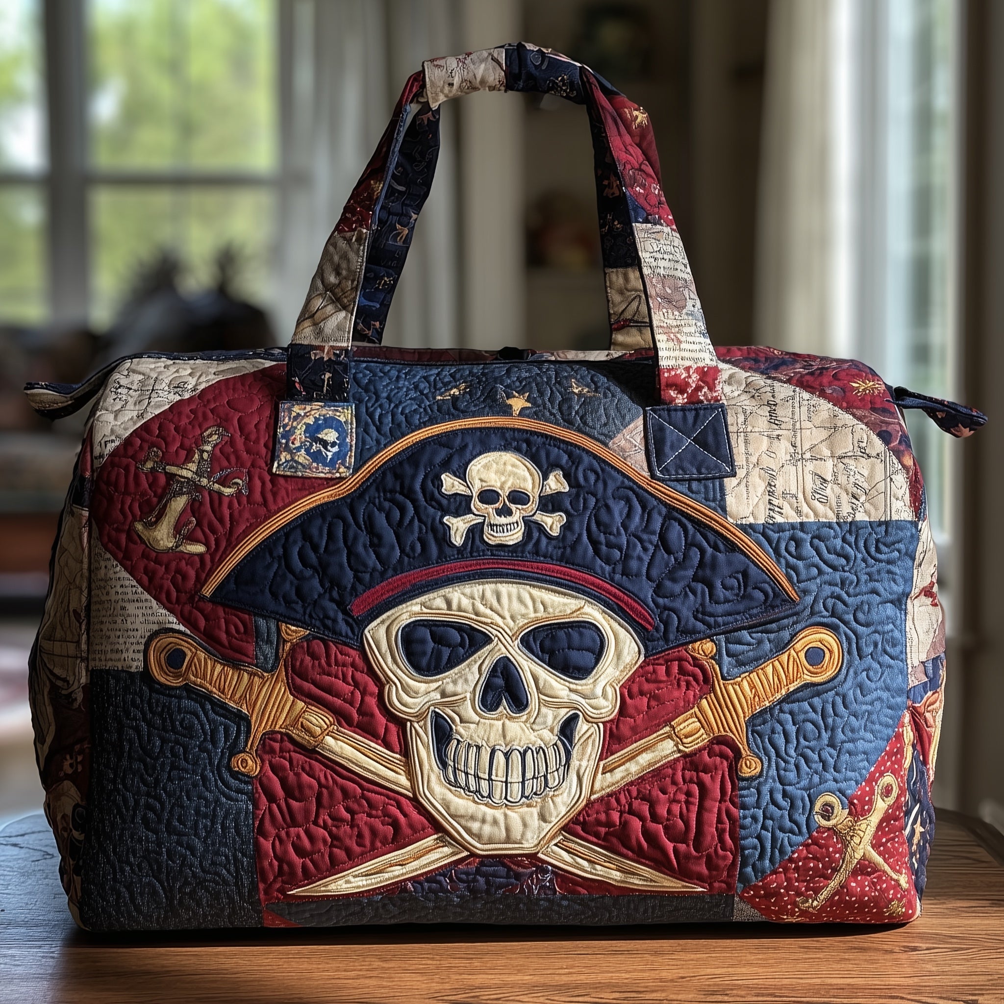 Pirate Skull Quilted Duffle Bag Valentine's Day Gift Idea
