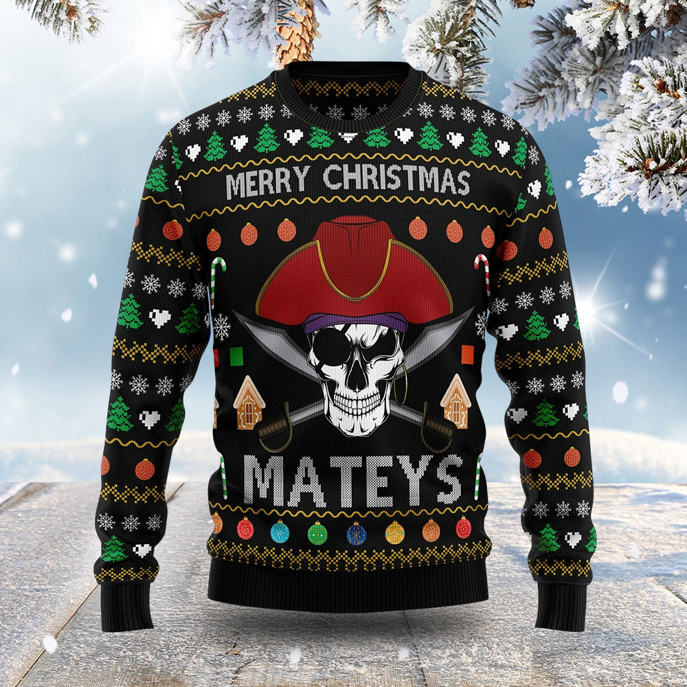 Pirate Skull Ugly Christmas Sweater Christmas Clothing Gifts For Skull Lovers