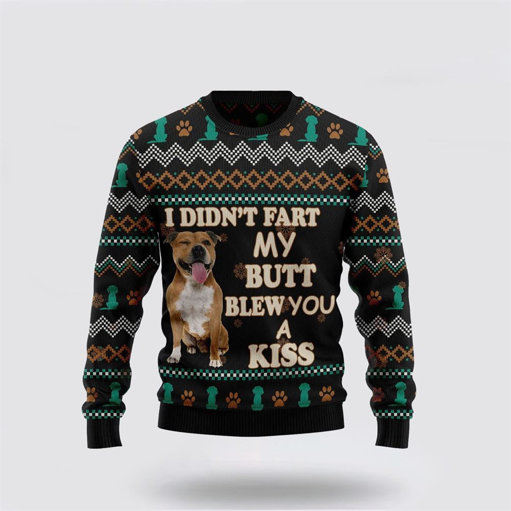 Pit Bull A Kiss Christmas Ugly Sweater Christmas Gift For Dog Love