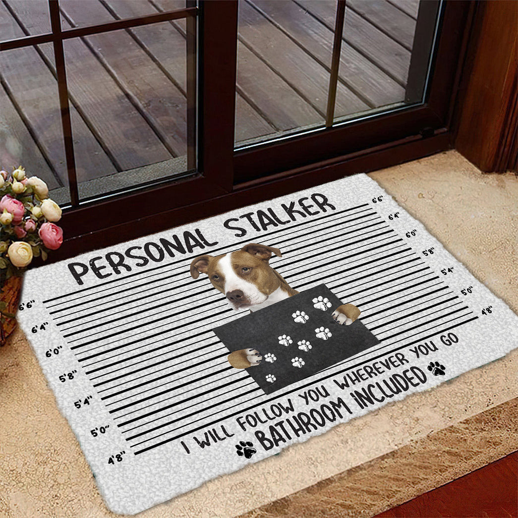 Pit Bull Personal Stalker Doormat Pet Door Mat Christmas Gifts For Dog Owners