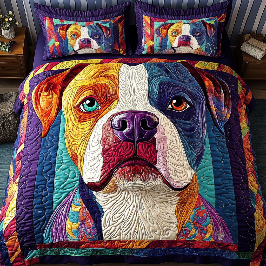 Pitbull Bond Quilted Bedding Set Soft and Cozy Bedding Set for Comfortable Sleep