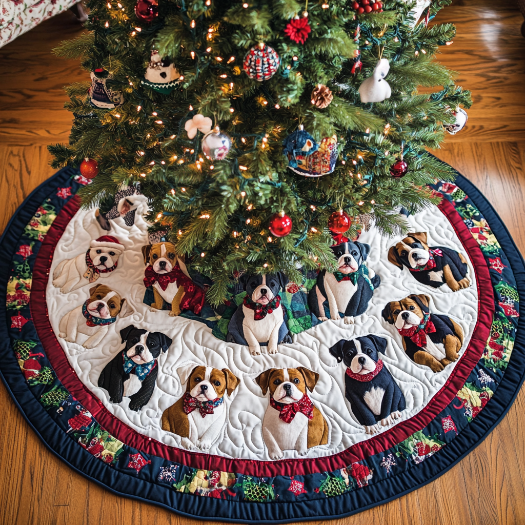 Pitbull Christmas Joy Christmas Quilted Tree Skirt Magical Christmas Tree Skirt to Impress Guests