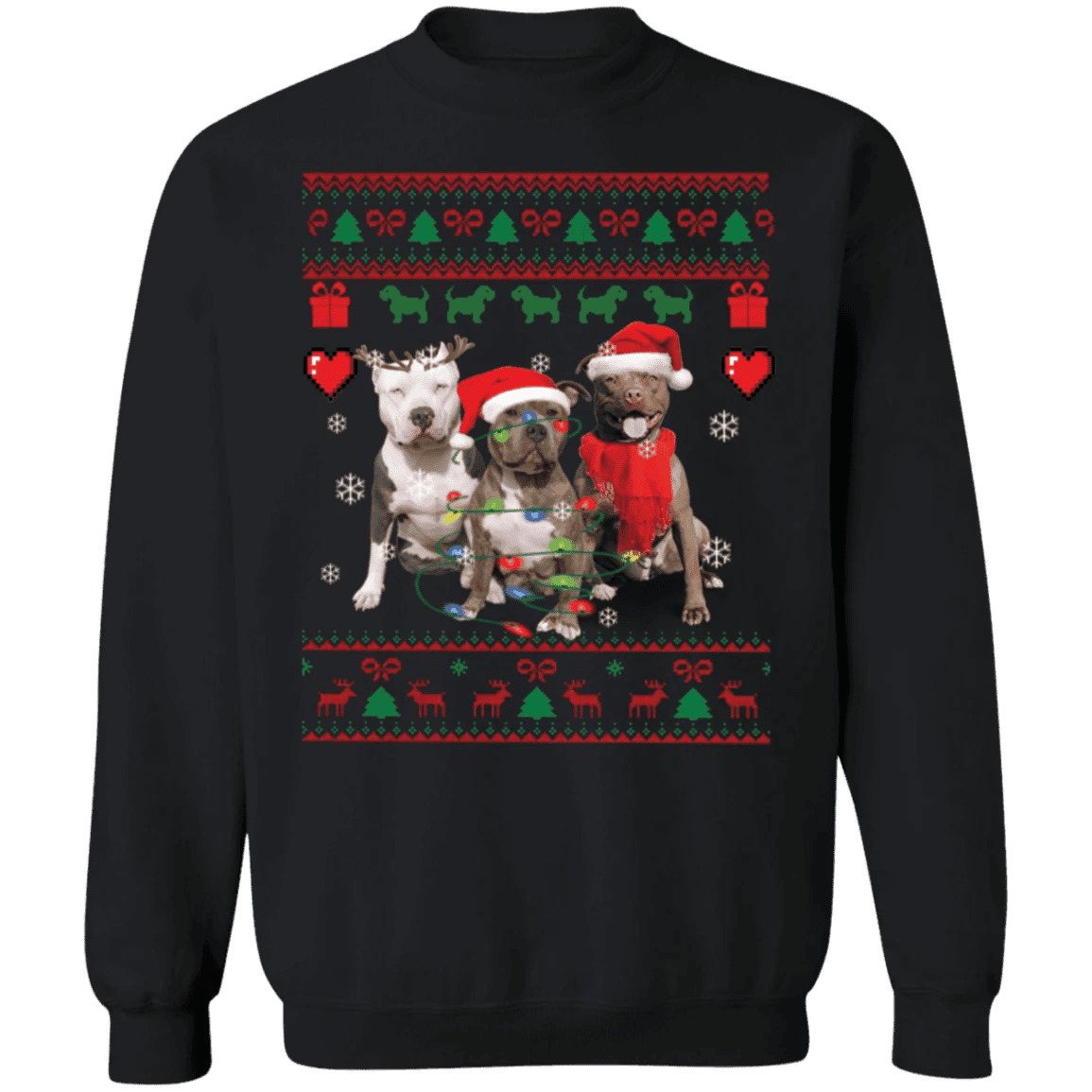 Pitbull Christmas Sweatshirt Pitbull Wearing Santa Hat And Antlers Sweater For Pitbull Lovers Pitbull Christmas Sweatshirt Pitbull Wearing Santa Hat And Antlers Sweater For Pitbull Lovers