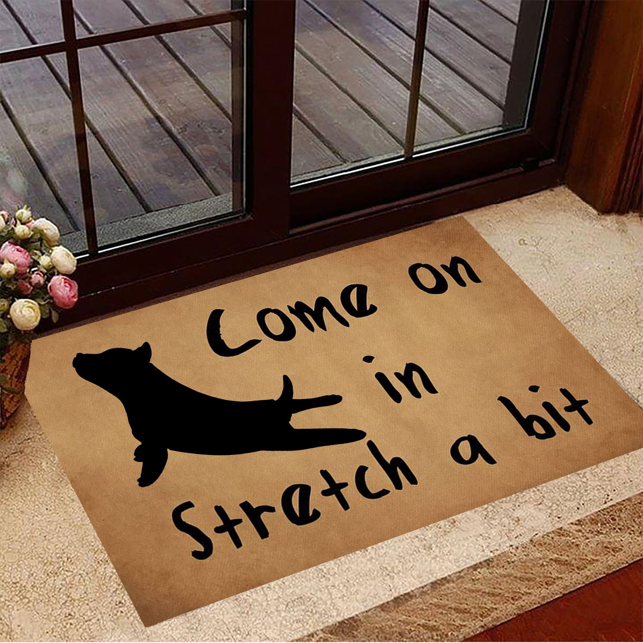 Pitbull Come On In Stretch A Bit Yoga Doormat Dog Welcome Mat Gifts For Pitbull Lovers