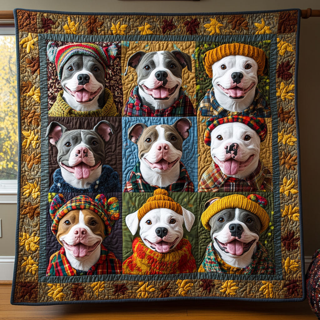 Pitbull Happy Quilt Blanket Soft Throw Blanket Best Father's Day Gifts For Dad
