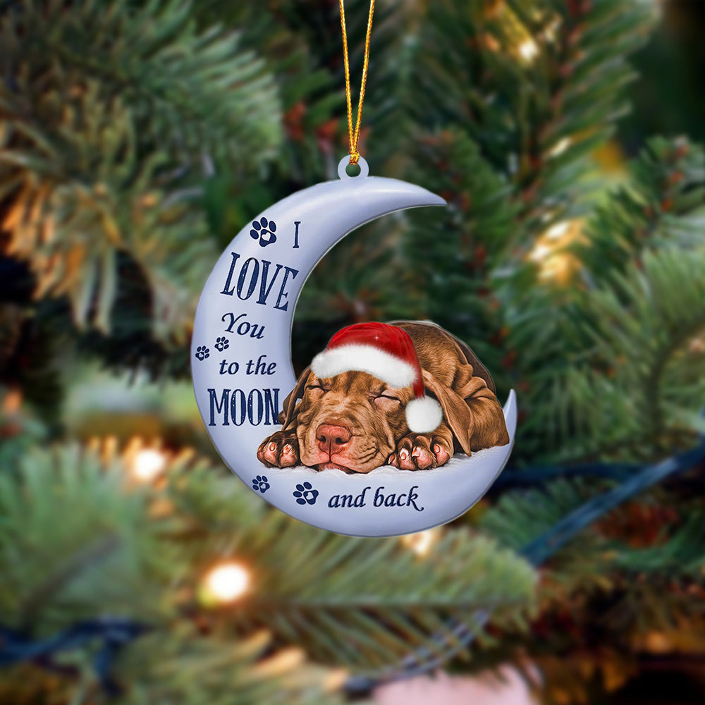 Pitbull I Love You To The Moon And Back Christmas Ornament Gift For Pitbull Lovers