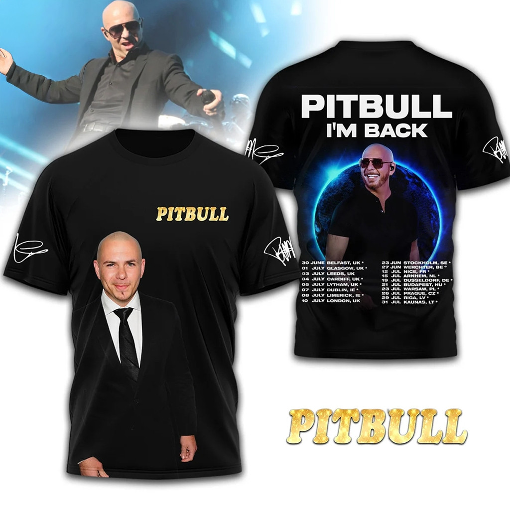 Pitbull I'm Back Fan Tour Shirt 2025 Concert Dates Inspired T-Shirt Pitbull Merch Pitbull I'm Back Fan Tour Shirt 2025 Concert Dates Inspired T-Shirt Pitbull Merch
