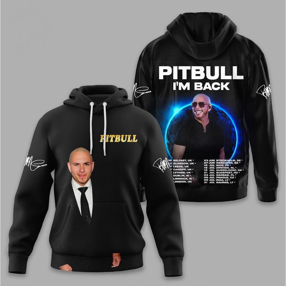 Pitbull I'm Back Hoodie Pitbull Merch Best Gifts For Rapper Fans