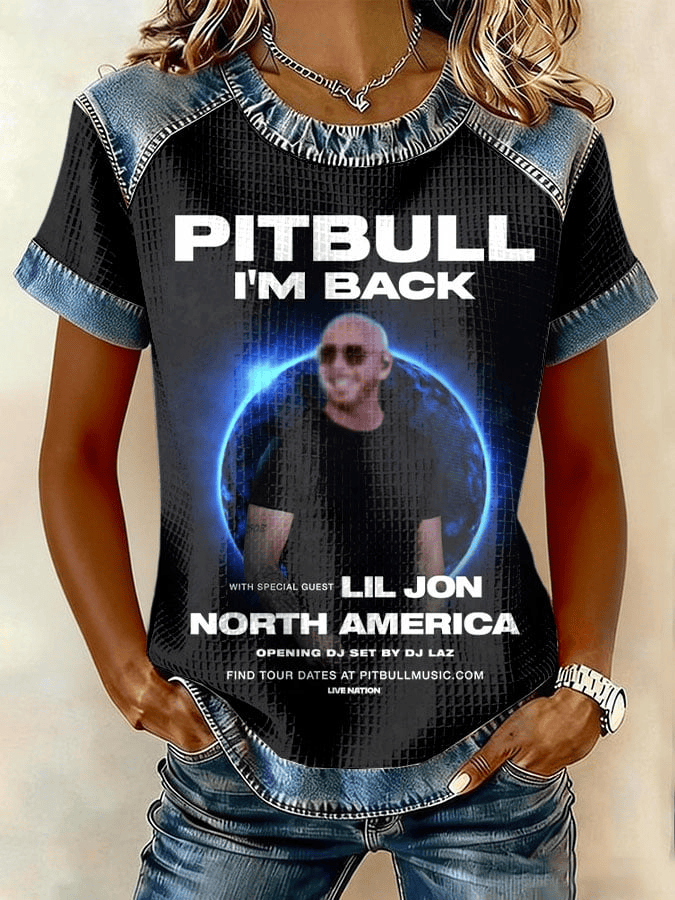Pitbull I'm Back T-Shirt Women's Music Related Shirt Gifts For Rapper Fans