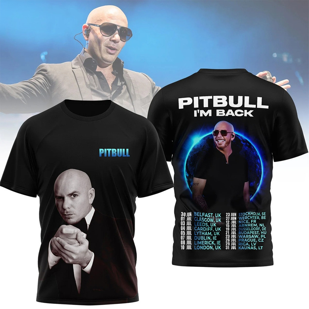 Pitbull I'm Back Tour 2026 Shirt Pitbull Merch Gifts For Rapper Fans