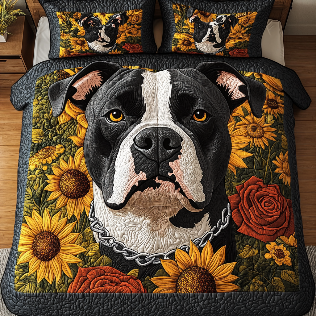 Pitbull Love Quilted Bedding Set Soft and Cozy Bedding Set for Comfortable Sleep