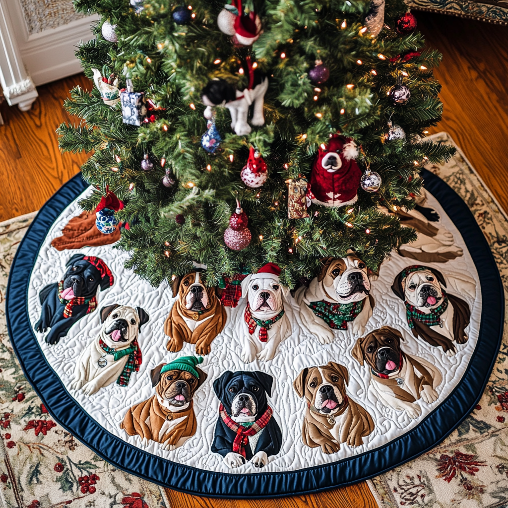 Pitbull Noel Night Christmas Quilted Tree Skirt Thoughtful Christmas Tree Skirt Gift Idea