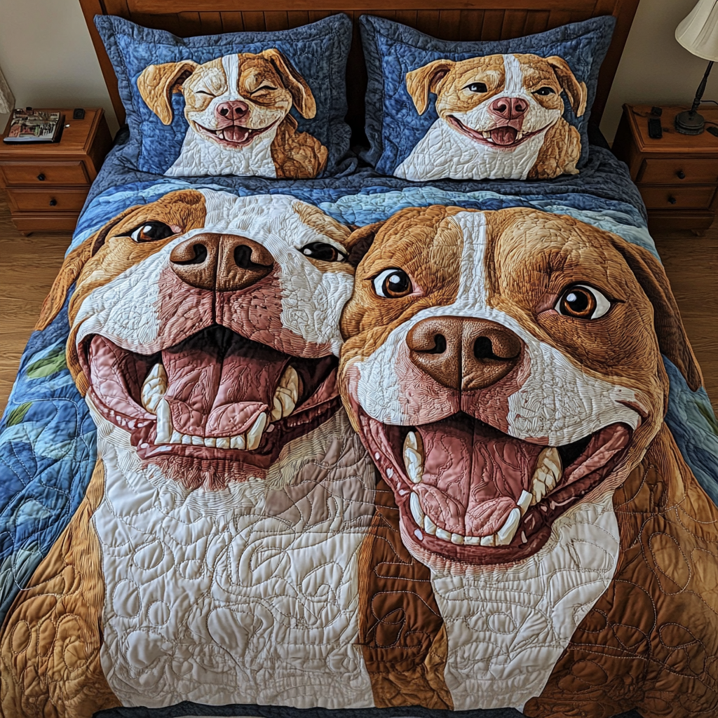 Pitbull Pride Quilted Bedding Set Soft Bedding Set That Makes a Great Christmas Gift
