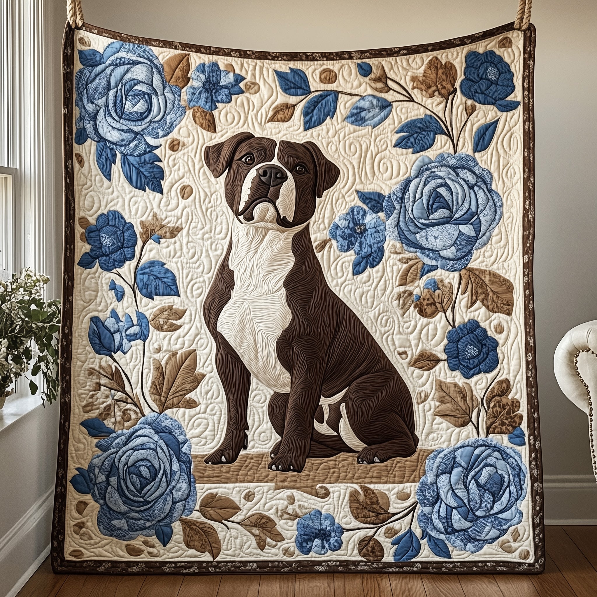 Pitbull Quilted Blanket Nice Throw BlanketGift For Dog Lovers Owners