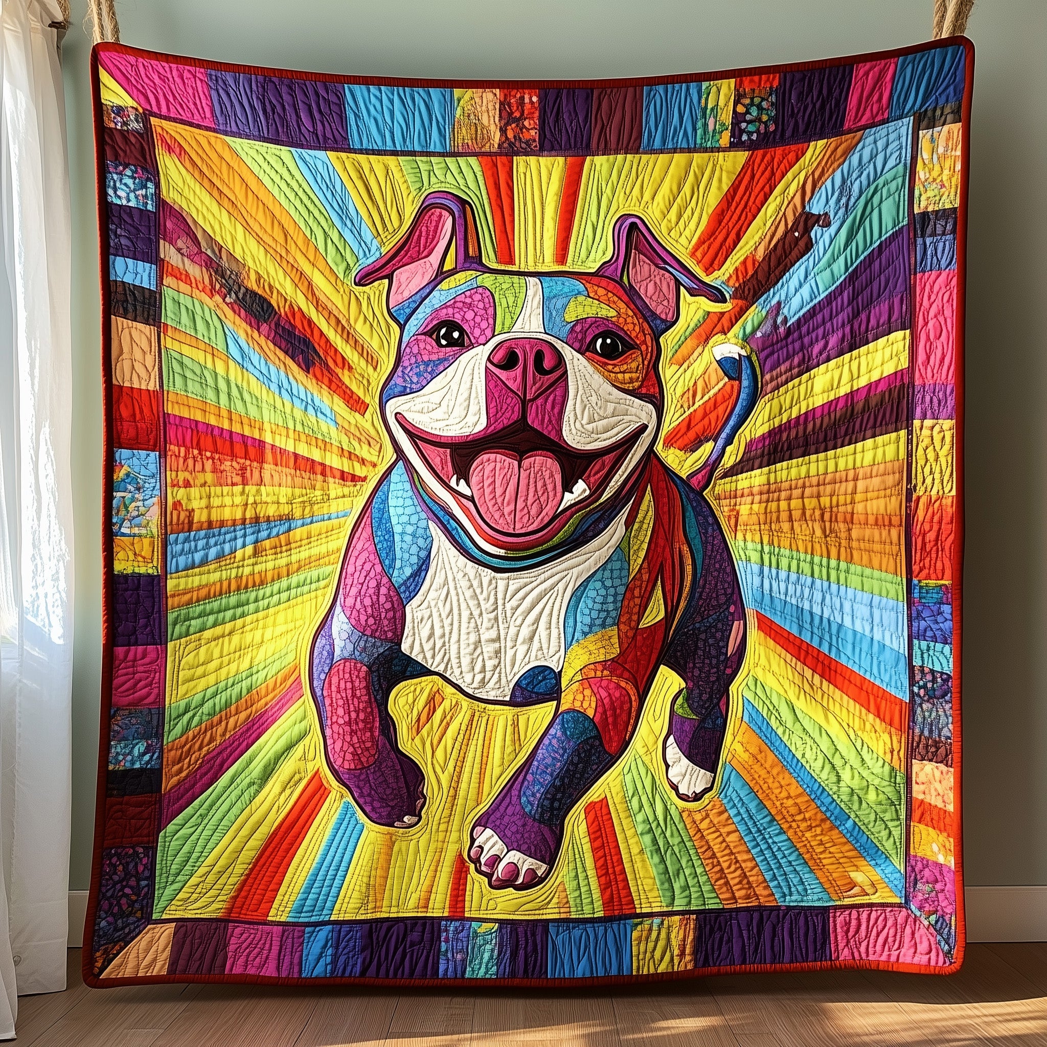 Pitbull Quilted Blanket Nice Throw BlanketGreat Gifts For New Dog Owners