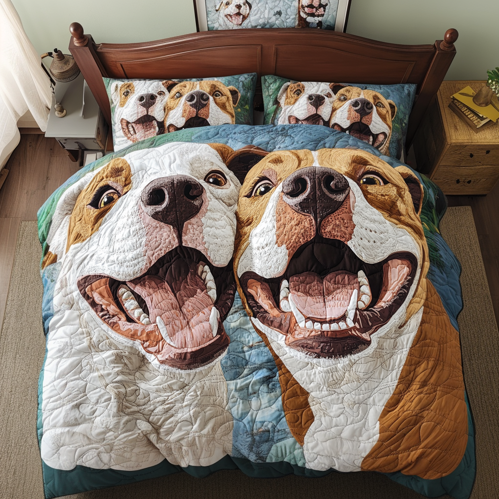 Pitbull Soul Quilted Bedding Set Classic Bedding Set That Enhances Your Sleep Space