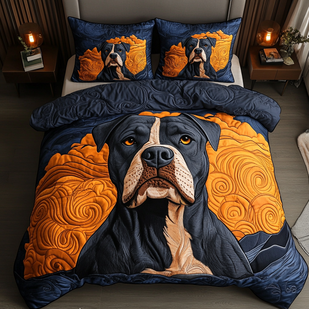 Pitbull Spirit Quilted Bedding Set Lightweight Duvet Cover Set for Year-Round Comfort