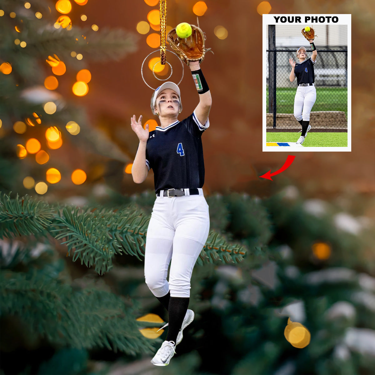 Pitch Perfect Personalized Photo Mica Ornament Gift For Baseball Lover Baseball Player