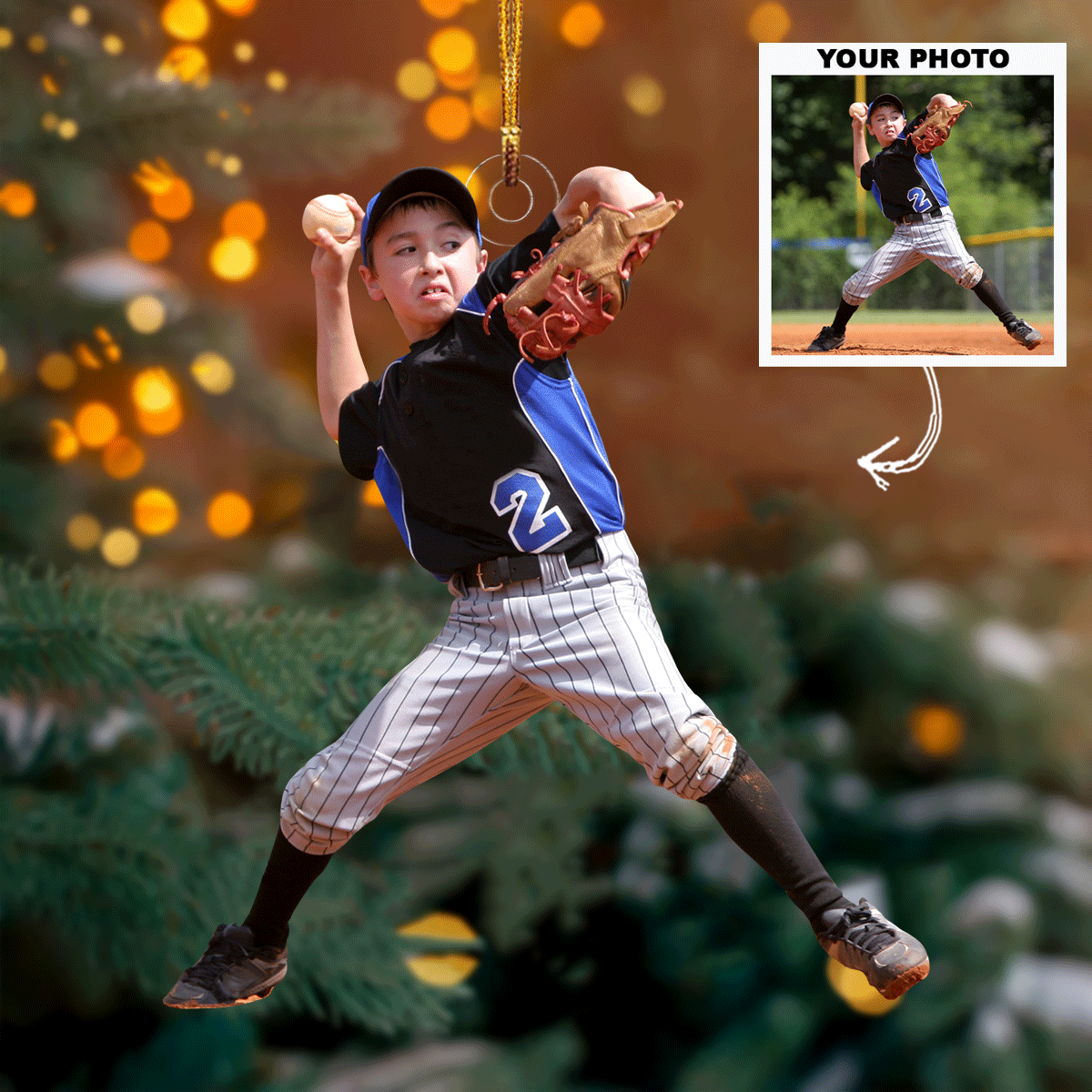 Pitching Power Personalized Mica Ornament Gift For Baseball Lovers Family Members