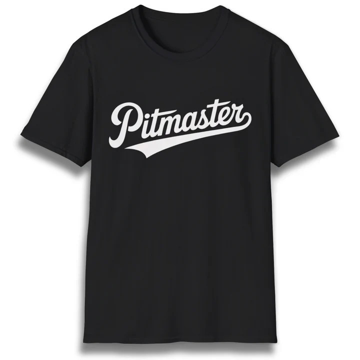 Pitmaster Script T Shirt Smokehouse Barbecue Cookout Graphic Tees Vintage Gift For Dad