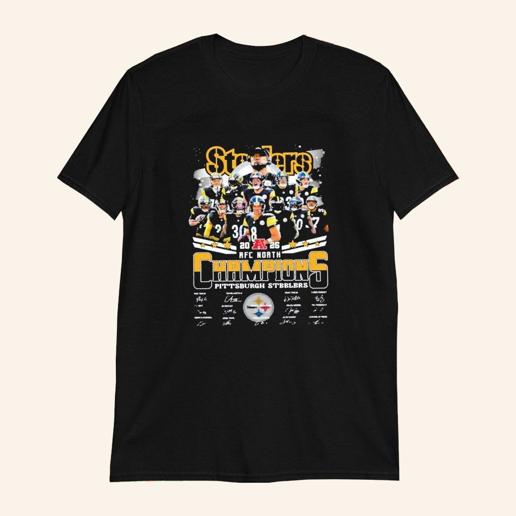 Pittsburgh Football 2025 AFC North Champions 2025 Signatures T-Shirt Steelers Merch