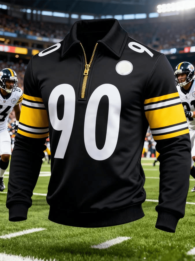 Pittsburgh Football 90 Long Sleeve Half Zip Polo Shirt San Francisco Strong GameDay Apparel