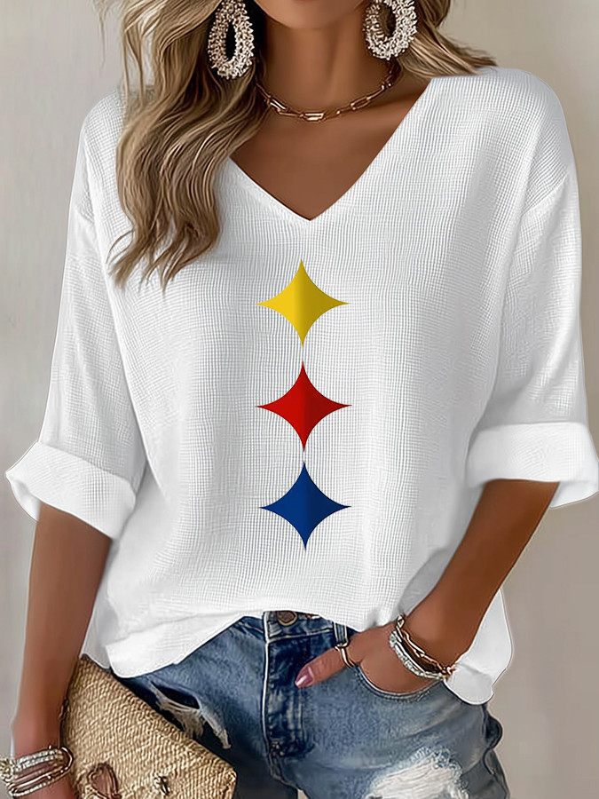 Pittsburgh Football Long V-Neck Shirt Pittsburgh Pride PS Merch Game Day Women's Apparel