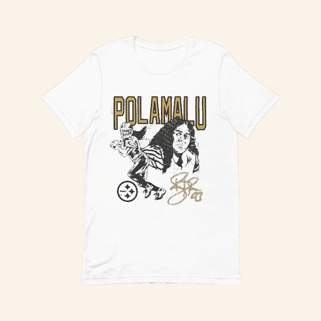 Pittsburgh Football Troy Polamalu Signature T-shirt Presents For Football Fans