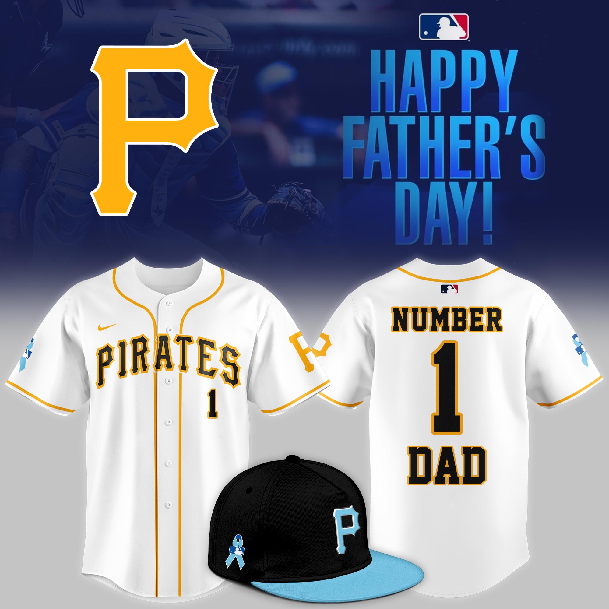 Pittsburgh Pirates 2025 Fathers Day Number One Dad Jersey Gifts For Baseball Fans